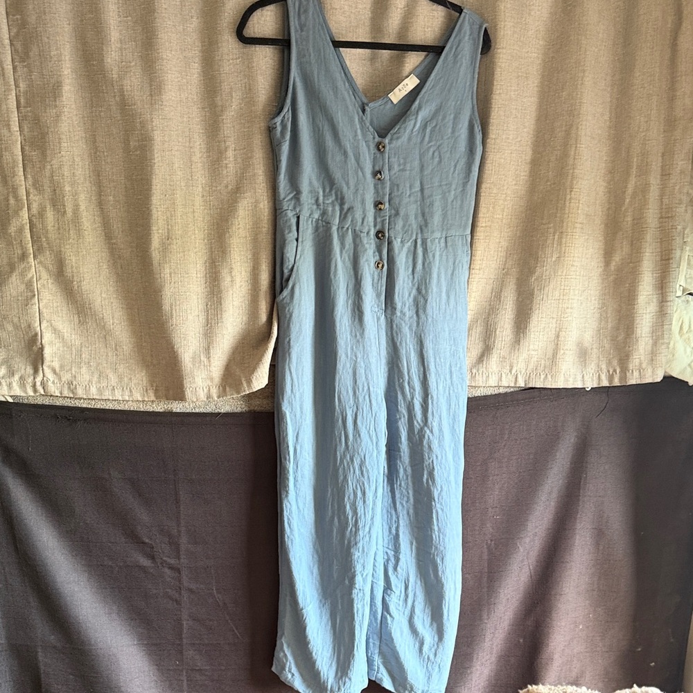 Azoe Stylish Blue Button-Front Jumpsuit/Romper S